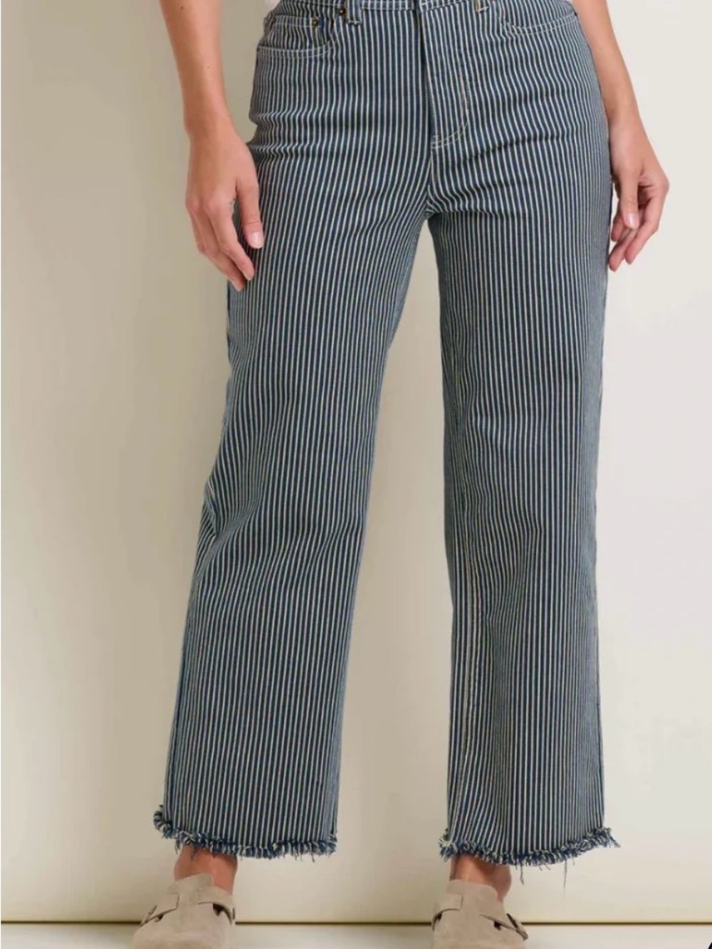 Toad&Co Blue and White Pinstripe Wide-Leg Pants